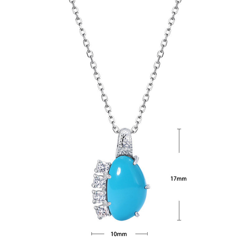 S925 Sterling Silver Jewelry Pendants Turquoise Gemstone Choker Necklace Charms
