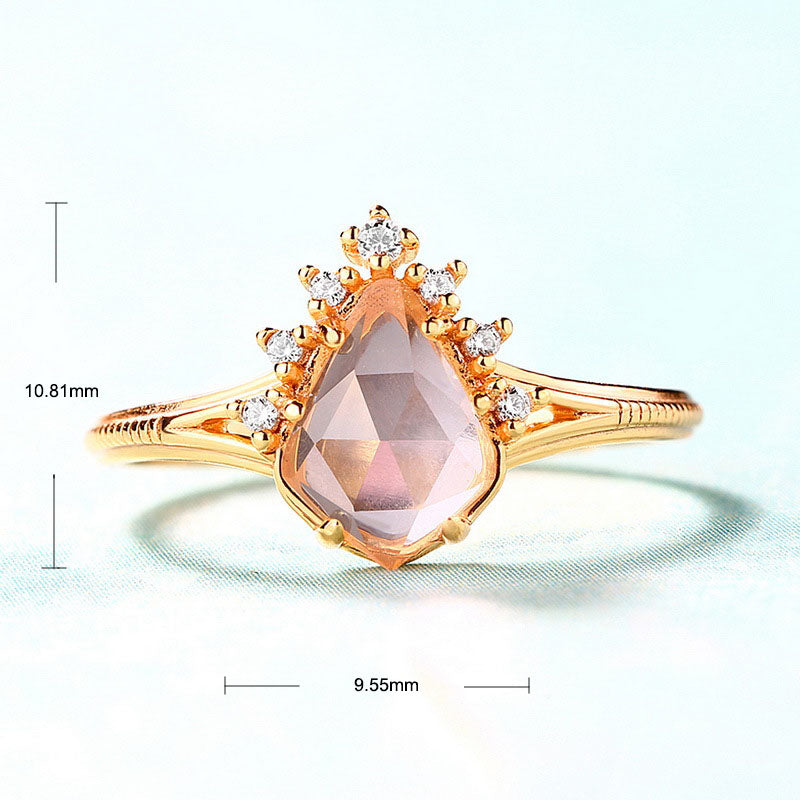 S925 Sterling Silver Jewelry Ring Natural Rose Quartz Gemstone Simple Luxury Rings
