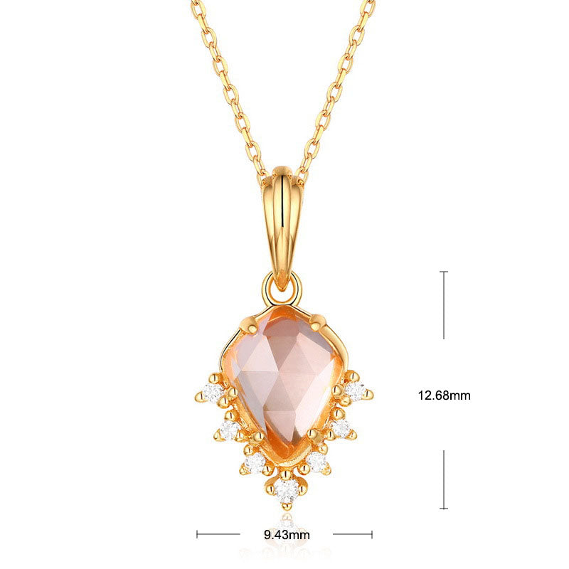 S925 Sterling Silver Jewelry Pendants Natural Rose Quartz Simple Luxury Necklace Charms