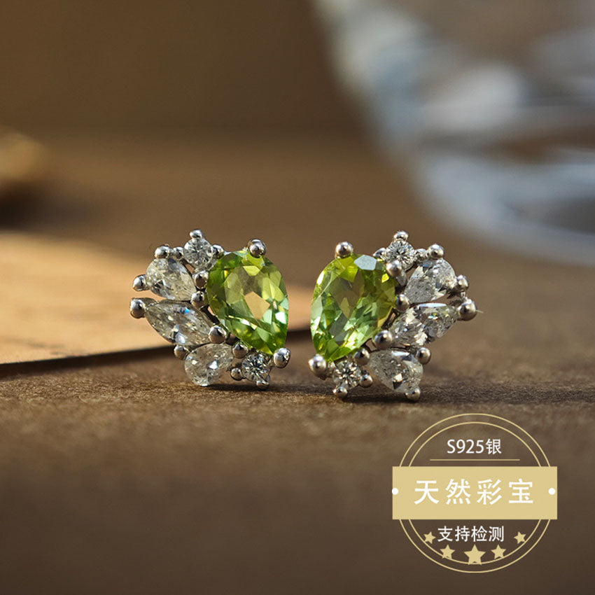Natural Amethyst Gemstone Fine Jewelry 925 Sterling Silver Light Luxury Stud Earrings