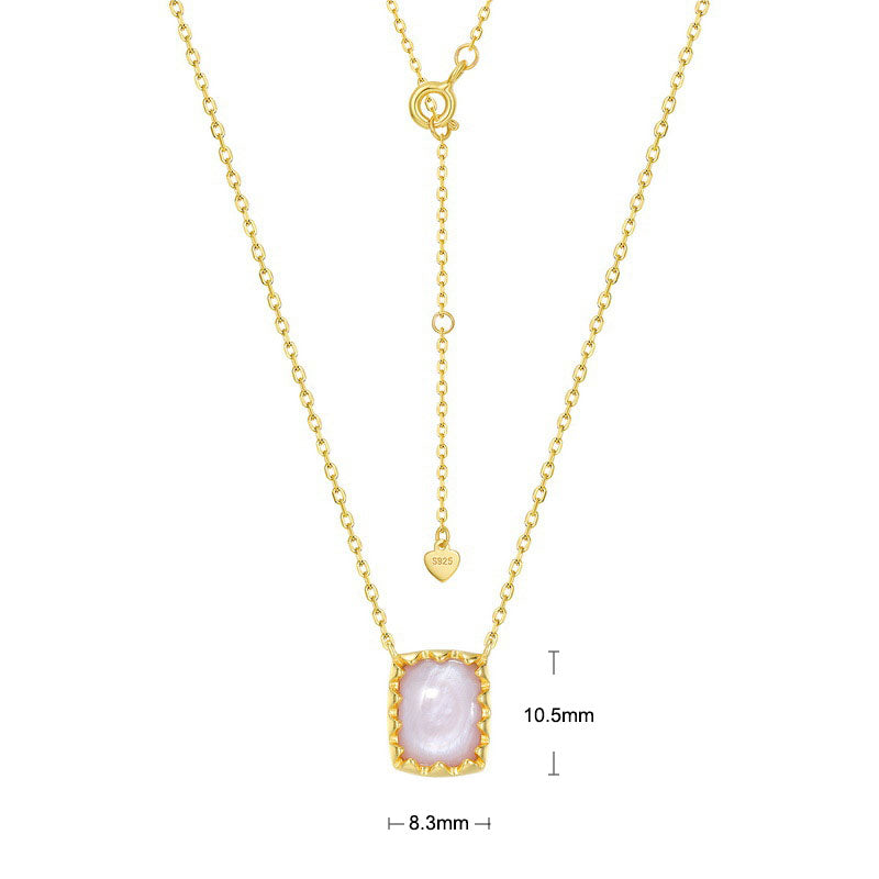 S925 Sterling Silver Jewelry Necklace Natural Pink Shell Gemstone Charms Choker Necklaces