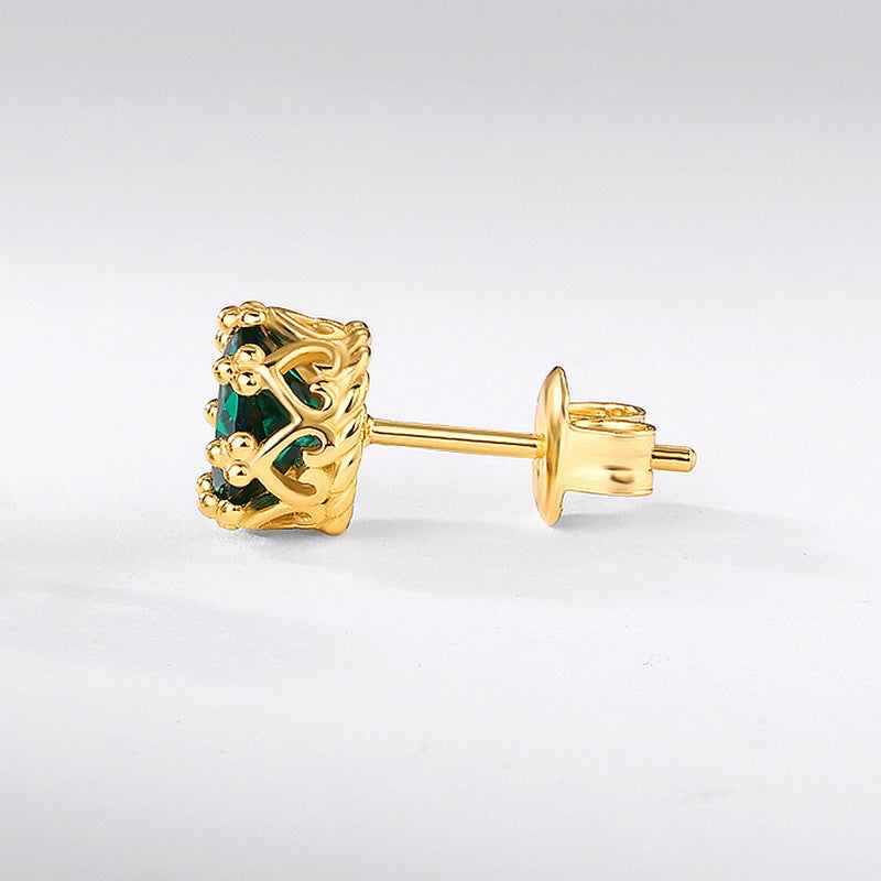 S925 Sterling Silver Jewelry Earrings Lab Grown Emerald Gemstone Simple Luxury Stud Earrings