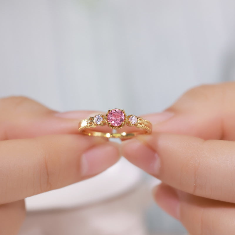 S925 Sterling Silver Jewelry Ring Natural Tourmaline Gemstone Gold Plating Rings
