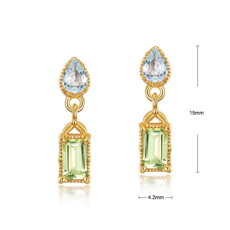 S925 Sterling Silver Jewelry Earrings Peridot Gemstone Vintage Style Drop Earrings