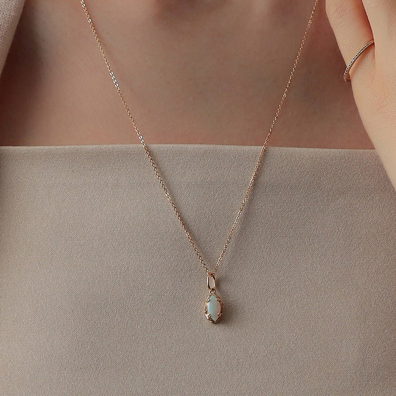 S925 Sterling Silver Jewelry Pendants Opal Gemstone Mariquesa Style Necklace Charms