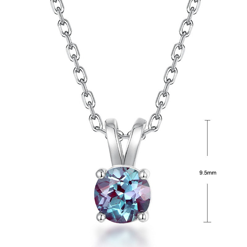 S925 Sterling Silver Jewelry Necklace Pendant Alexandrite Gemstone Cute Rabbit Pendant