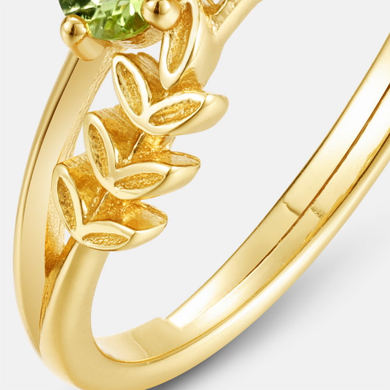 S925 Sterling Silver Jewelry Rings Natural Peridot and Garnet Gemstone Elegant Ring