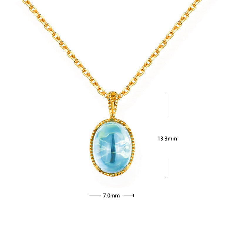 S925 Sterling Silver Jewelry Pendants Natural Sky Blue Topaz Gemstone Necklace Charms
