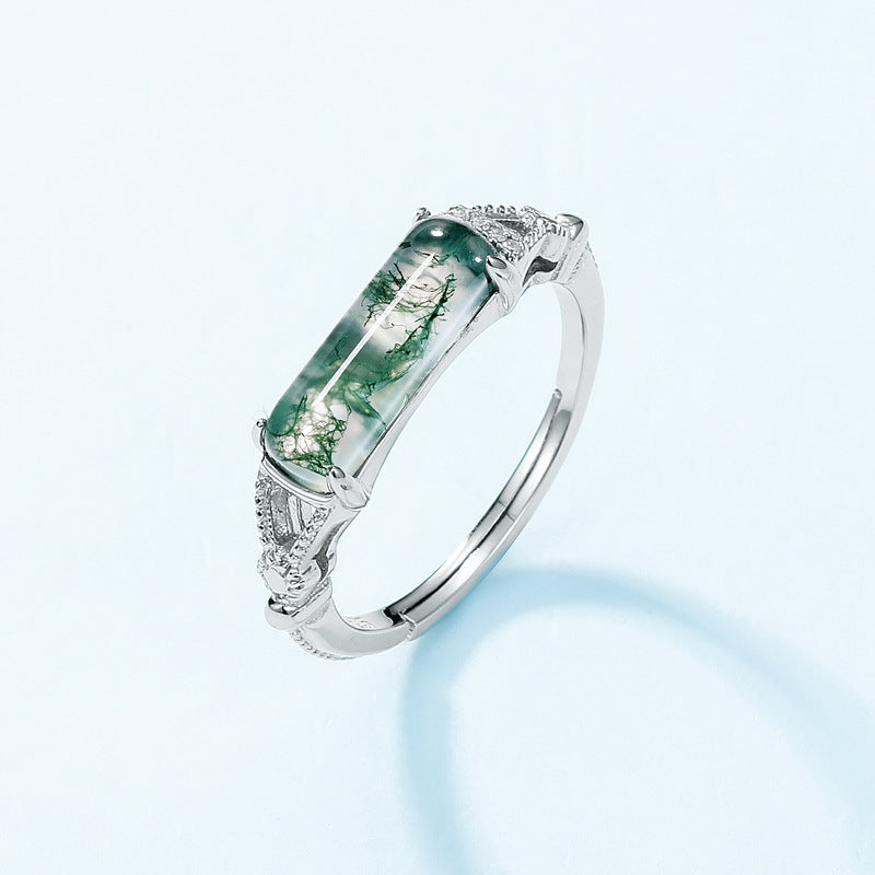 S925 Sterling Silver Jewelry Rings Magical Color Opal Gemstone Cylinder Style Ring