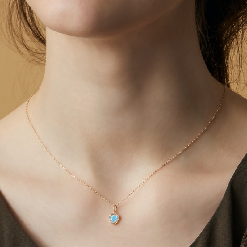 S925 Sterling Silver Jewelry Pendants Natural Labradorite Gemstone Heart Style Necklace Charms