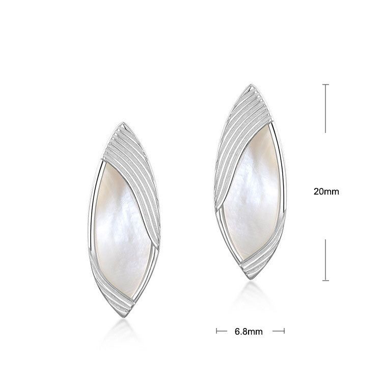 S925 Sterling Silver Jewelry Earrings Natural White Shell Gemstone Unique Design Earrings