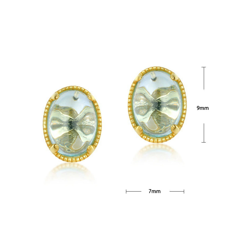 S925 Sterling Silver Jewelry Earrings Natural Sky Blue Topaz Gemstone Simple Luxury Earrings