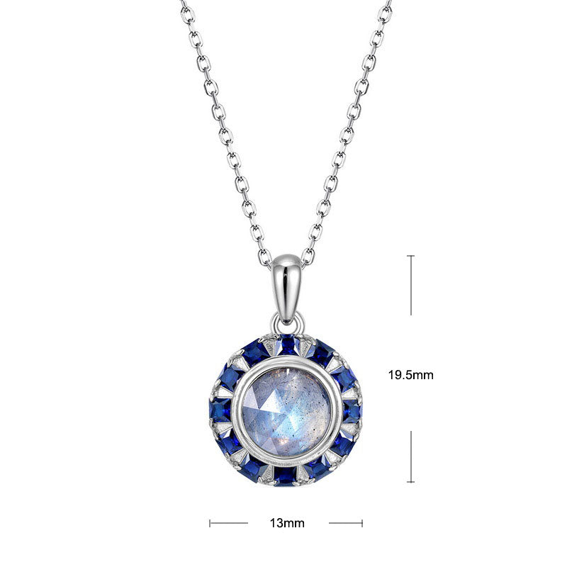 S925 Sterling Silver Jewelry Pendants Natural Labradorite Gemstone Choker Necklace Charms