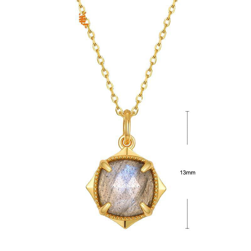 S925 Sterling Silver Jewelry Pendants Natural Labradorite Gemstone Fashion Necklace Charms