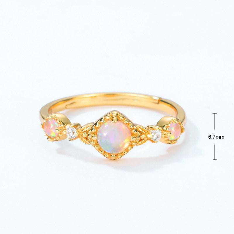 S925 Sterling Silver Jewelry Ring Magical Color Opal Gemstone Elegant Luxury Rings