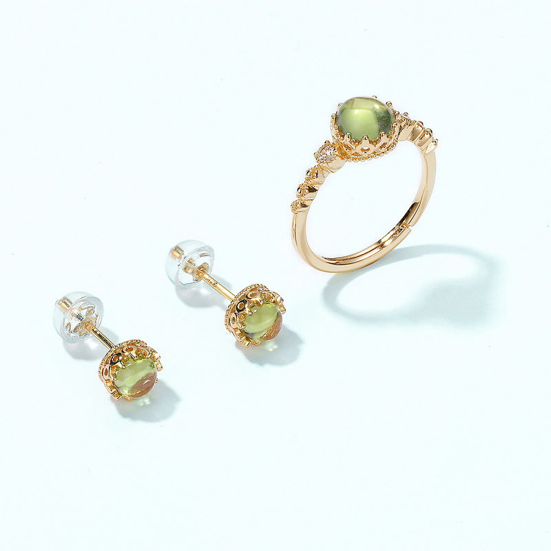 S925 Sterling Silver Jewelry Earrings Peridot Gemstone Vintage Palace Style Stud Earrings