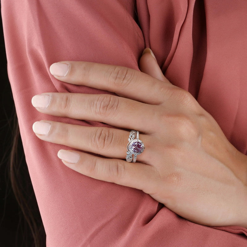 S925 Sterling Silver Jewelry Ring Alexandrite Gemstone Luxury Stacking Rings Set