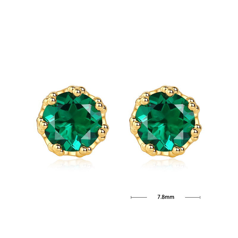 S925 Sterling Silver Jewelry Earrings Lab Grown Emerald Gemstone Simple Luxury Stud Earrings