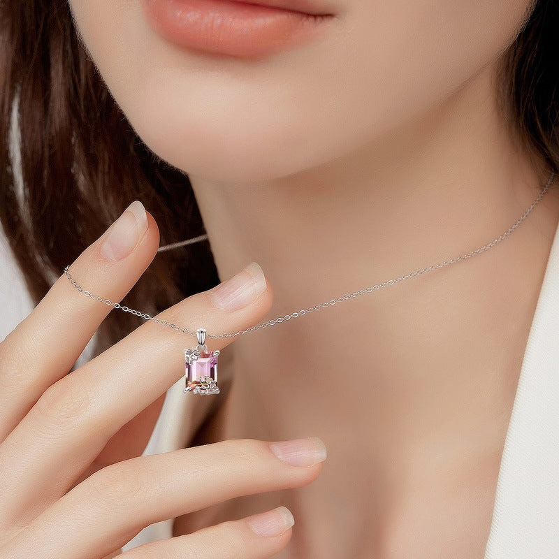 S925 Sterling Silver Jewelry Pendants Natural Ametrine Gemstone Luxury Necklace Charms