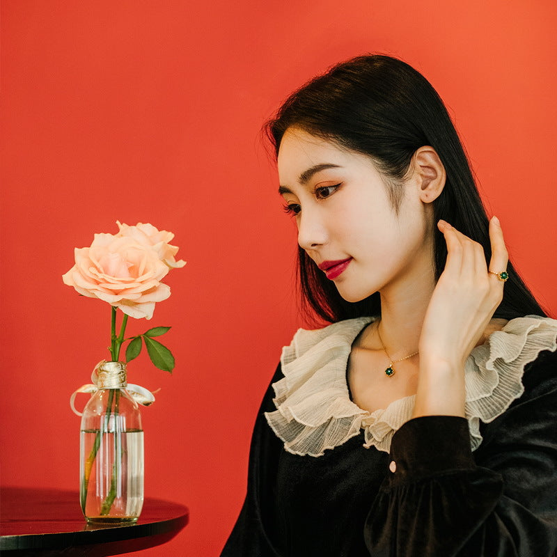 S925 Sterling Silver Jewelry Pendants Natural Green Agate Gemstone Fashion Necklace Charms