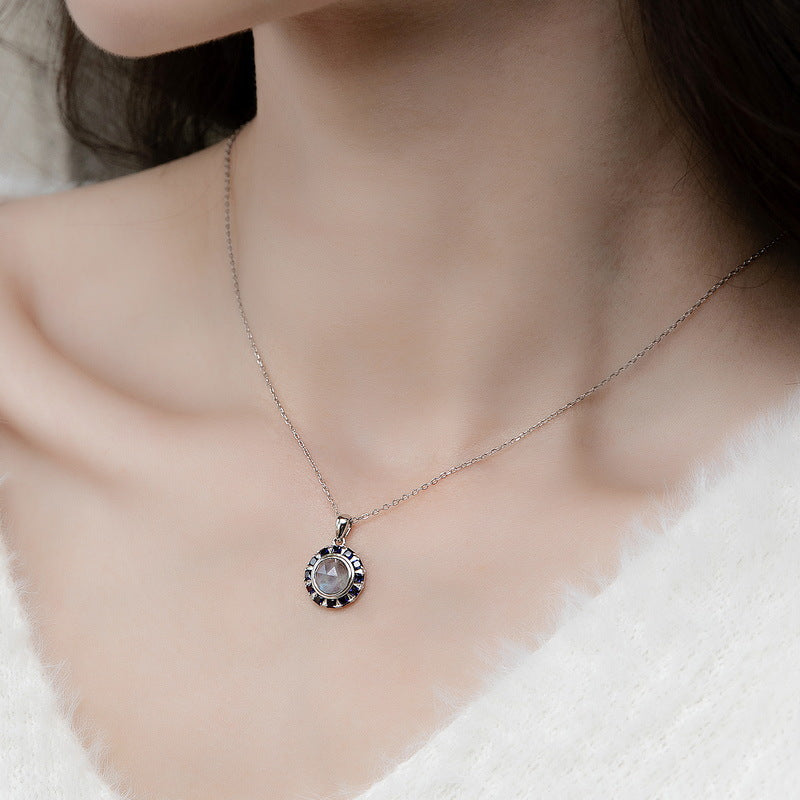 S925 Sterling Silver Jewelry Pendants Natural Labradorite Gemstone Choker Necklace Charms