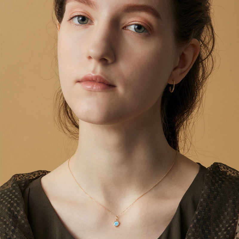 S925 Sterling Silver Jewelry Pendants Natural Labradorite Gemstone Heart Style Necklace Charms