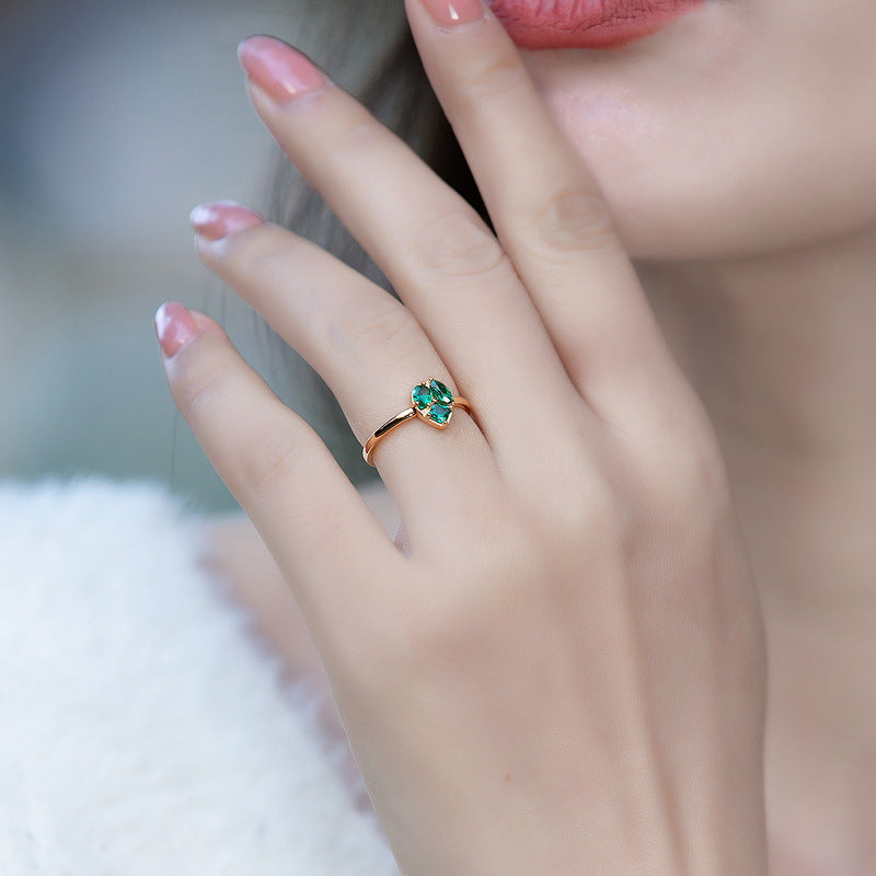 S925 Sterling Silver Jewelry Ring Lab Grown Emerald Gemstone Water Drop Style Fashion Rings