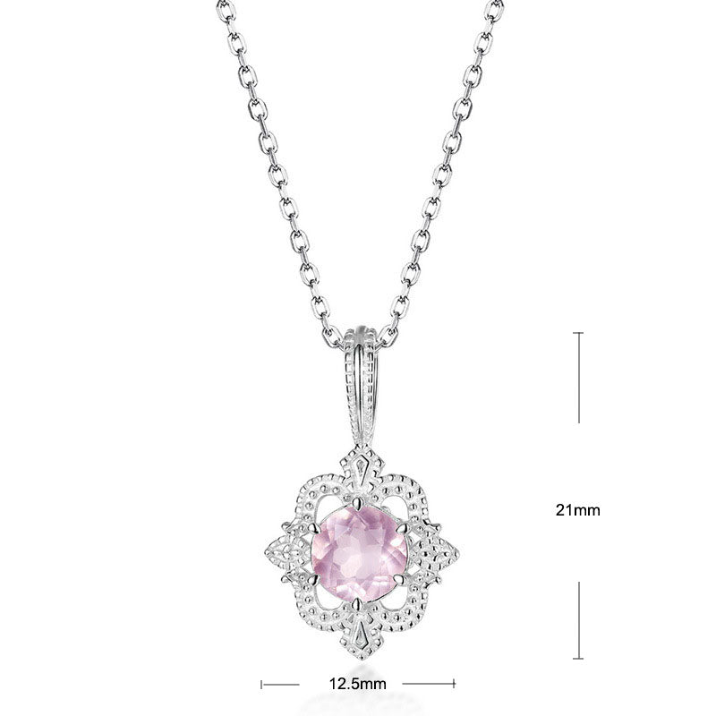S925 Sterling Silver Jewelry Charms Gold Plating Natural Rose Quartz Necklace Pendants