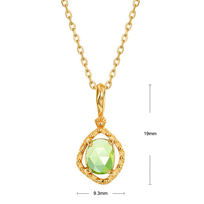 S925 Sterling Silver Jewelry Pendants Natural Peridot Gemstone Choker Necklace Charms