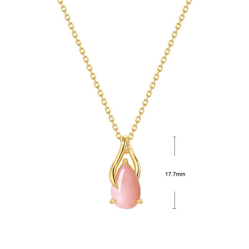 S925 Sterling Silver Jewelry Necklace Natural Pink Opal Gemstone Simple Luxury Necklaces