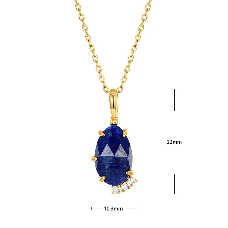 S925 Sterling Silver Jewelry Pendants Natural Lapis Lazuli Gemstone Choker Necklace Charms