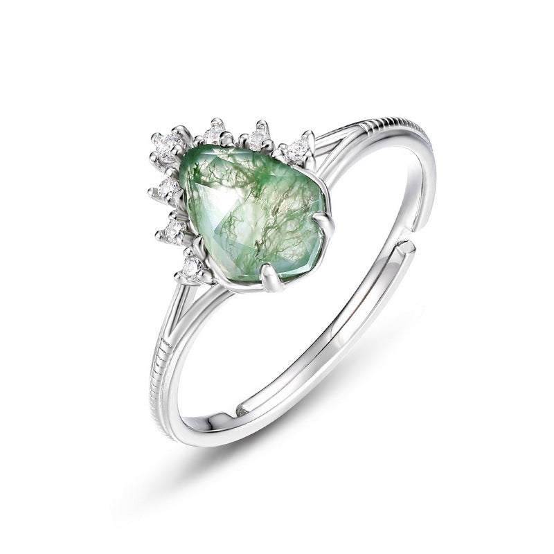 S925 Sterling Silver Jewelry Ring Natural Rose Quartz Gemstone Simple Luxury Rings