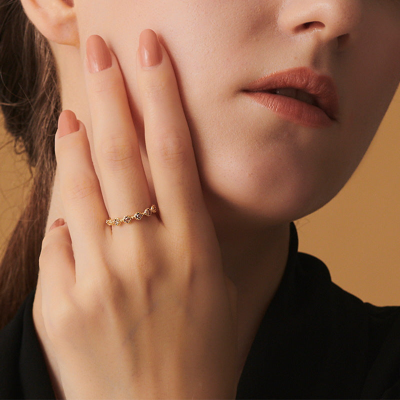 S925 Sterling Silver Jewelry Ring Natural Clear Quartz Gemstone Simple Luxury Rings
