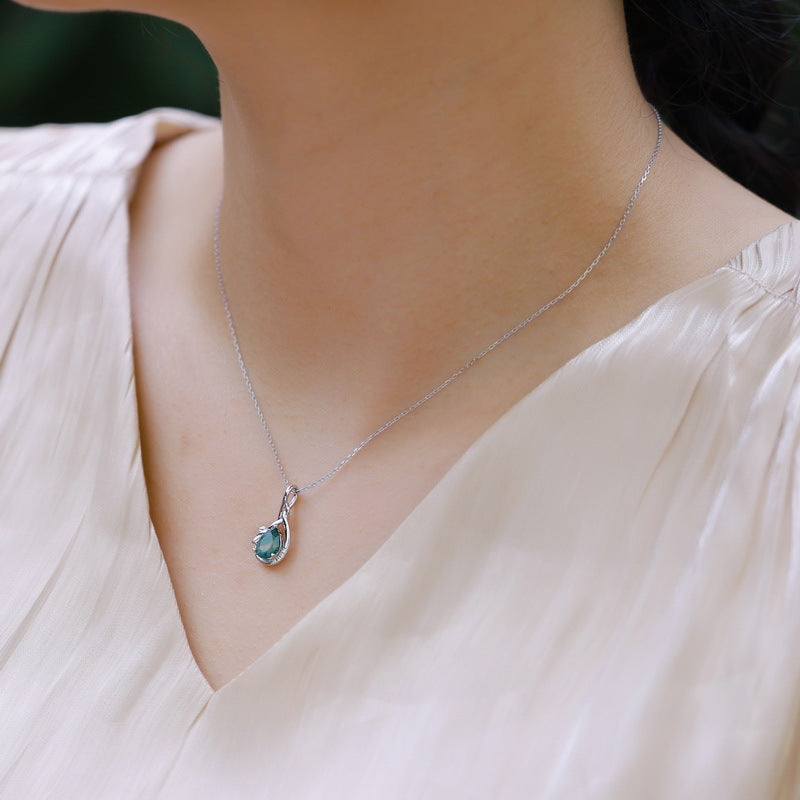 S925 Sterling Silver Jewelry Pendant Natural Moss Agate Gemstone Novel Necklace Charms