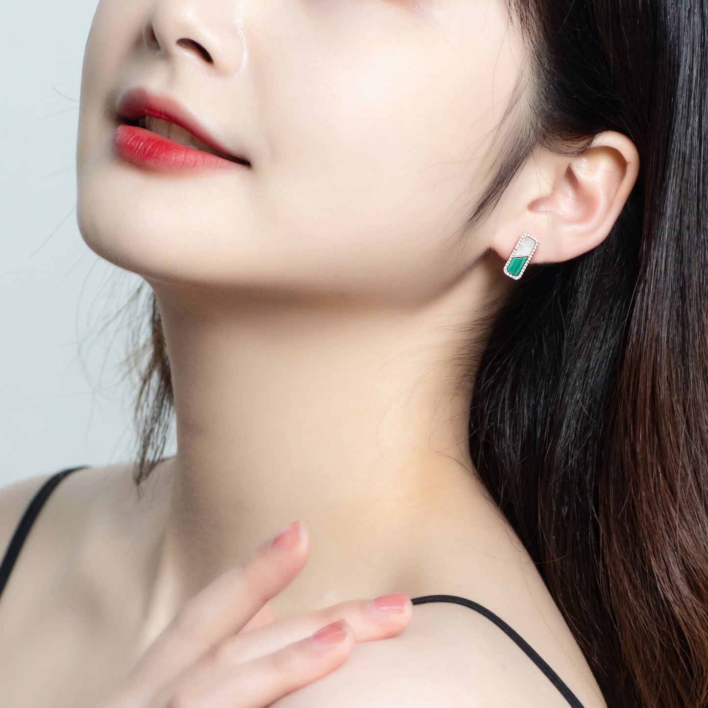 S925 Sterling Silver Jewelry Earrings Natural Malachite Gemstone White Shell Earrings