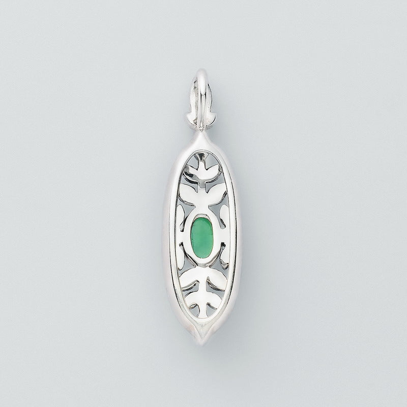 S925 Sterling Silver Jewelry Pendants Lab Grown Emerald Gemstone Vintage Style Necklace Charms
