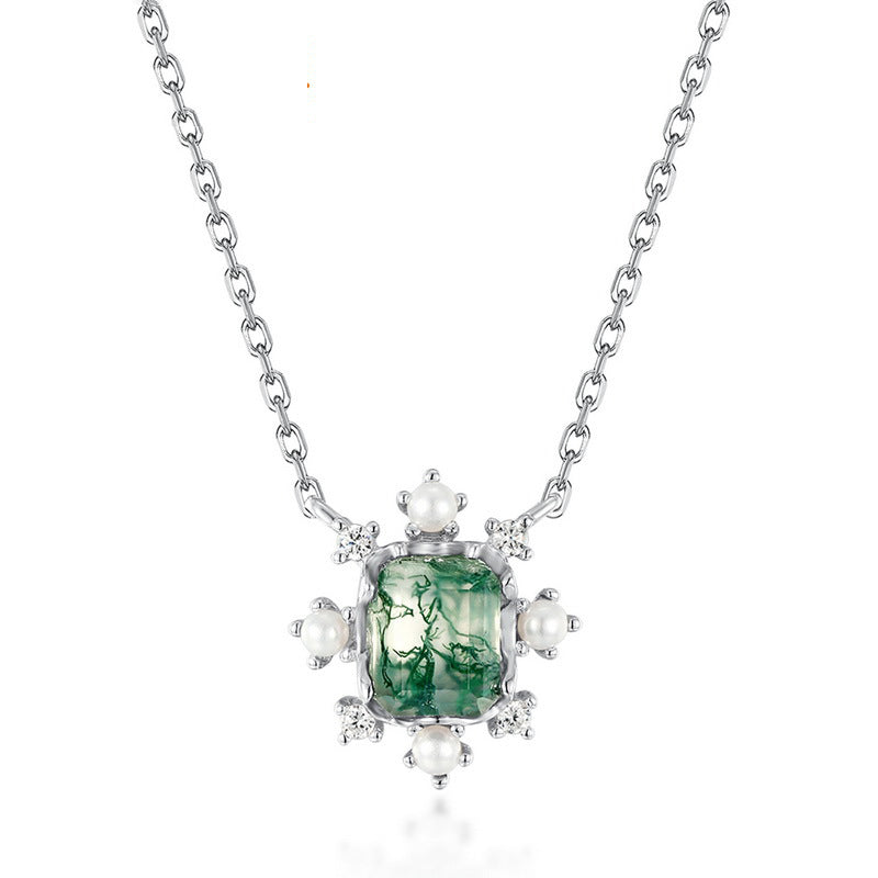 S925 Sterling Silver Jewelry Necklaces Natural Sky Blue Topaz Gemstone Snowflake Necklace