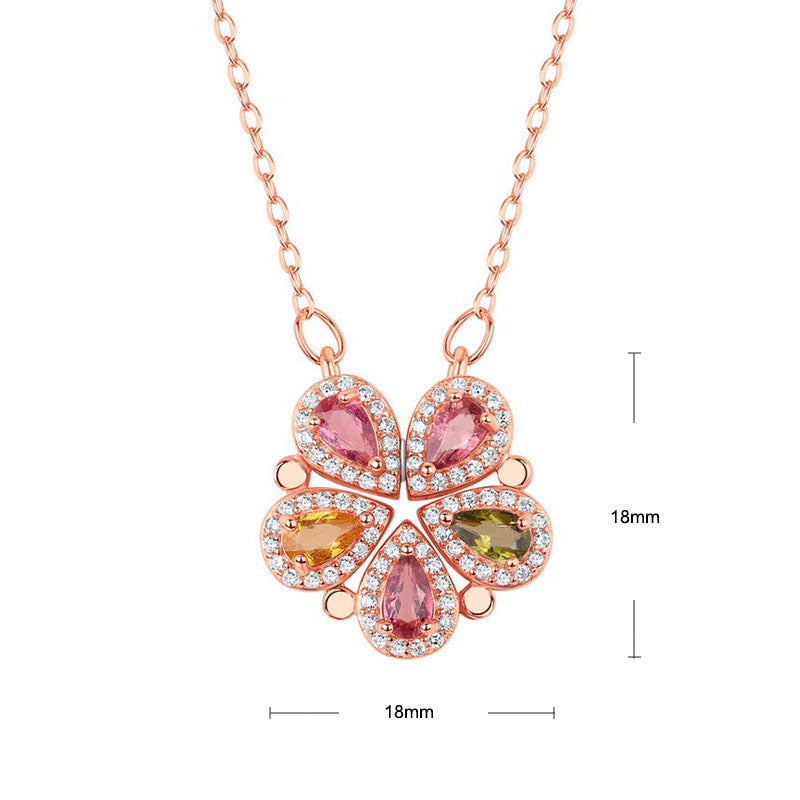 S925 Sterling Silver Jewelry Necklaces Natural Tourmaline Gemstone Charms Necklace