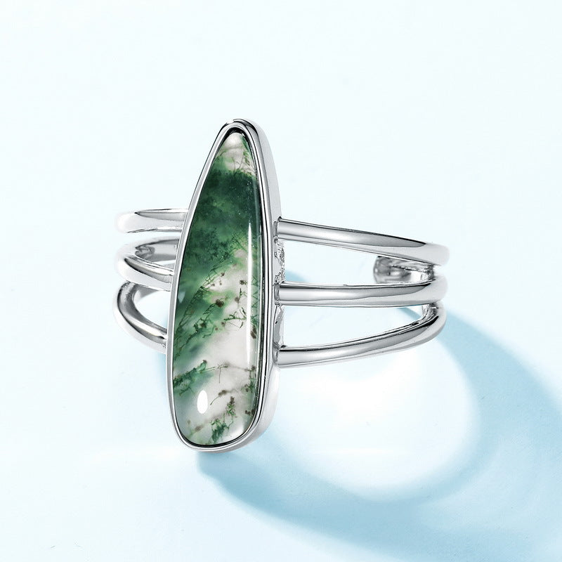 S925 Sterling Silver Jewelry Ring Natural White Shell Gemstone Vintage Style Rings