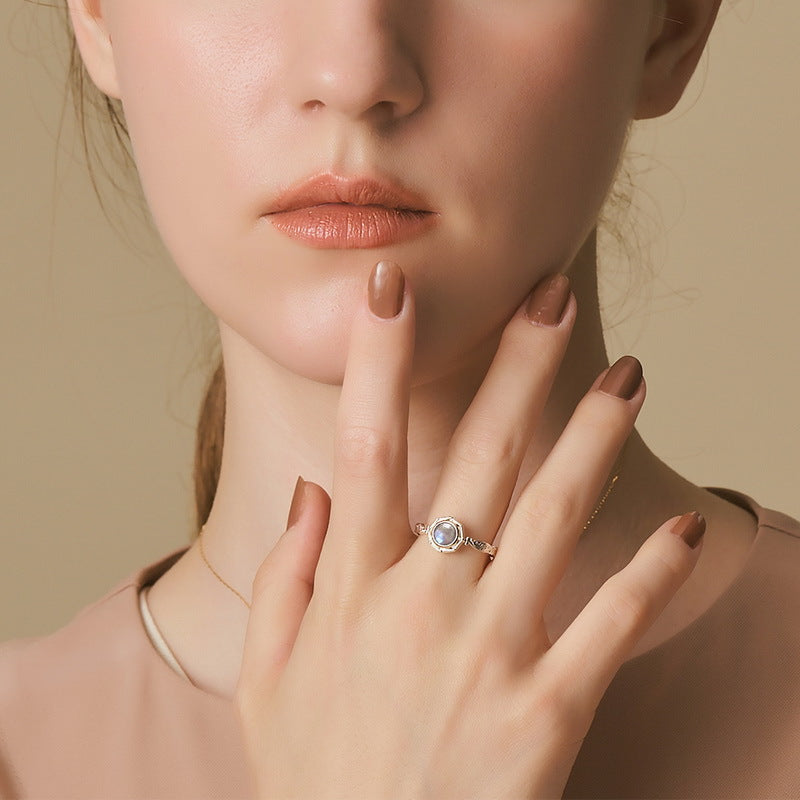 S925 Sterling Silver Jewelry Ring Natural Labradorite Gemstone Vintage Style Fashion Rings