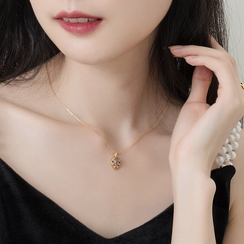 S925 Sterling Silver Jewelry Pendants Natural Labradorite Gemstone Heart Style Necklace Charms