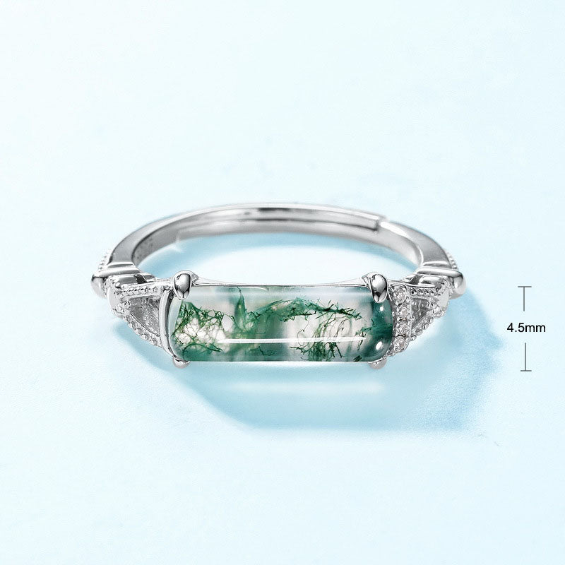 S925 Sterling Silver Jewelry Rings Magical Color Opal Gemstone Cylinder Style Ring