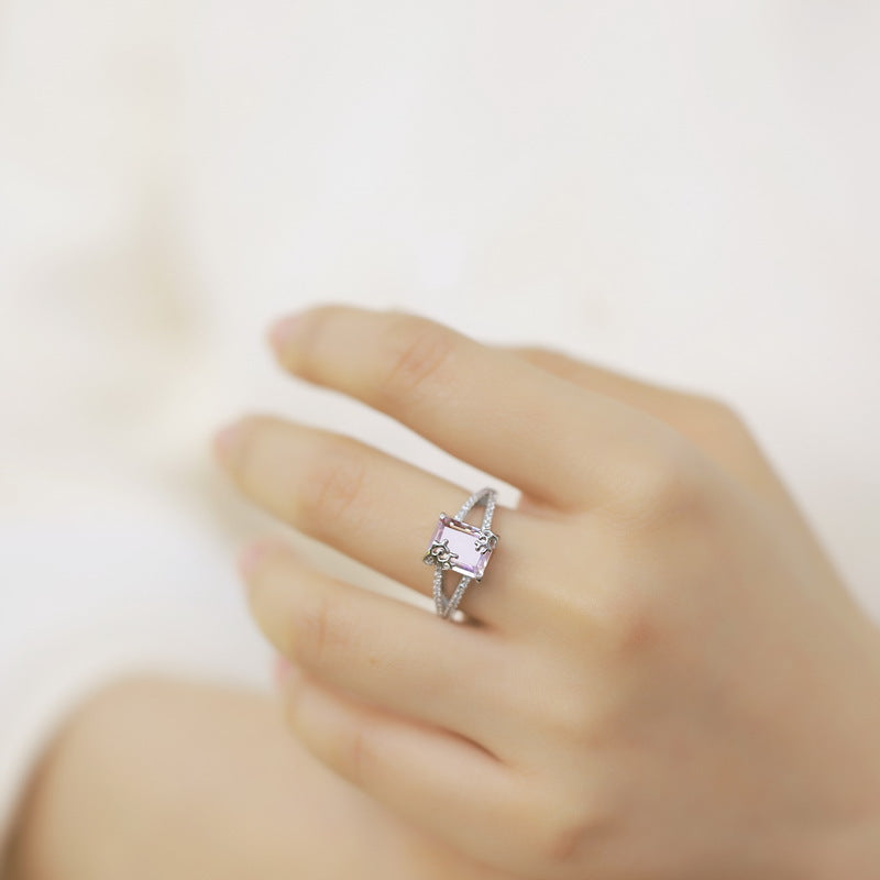 S925 Sterling Silver Jewelry Ring Natural Ametrine Gemstone Simple Luxury Rings