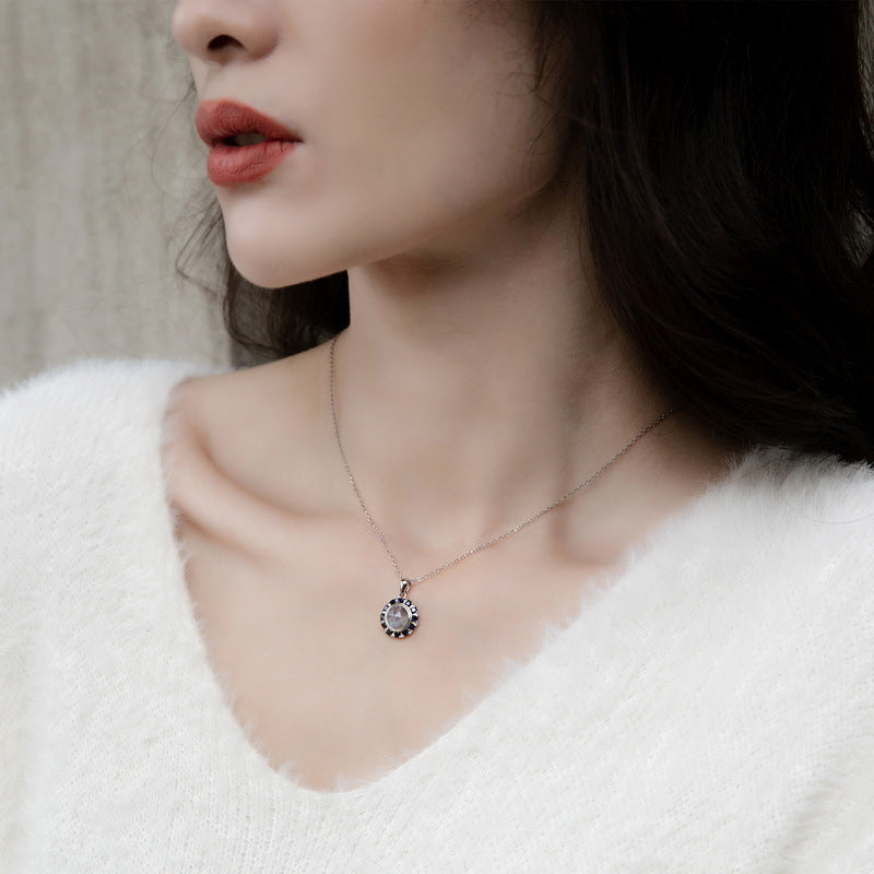 S925 Sterling Silver Jewelry Pendants Natural Labradorite Gemstone Choker Necklace Charms