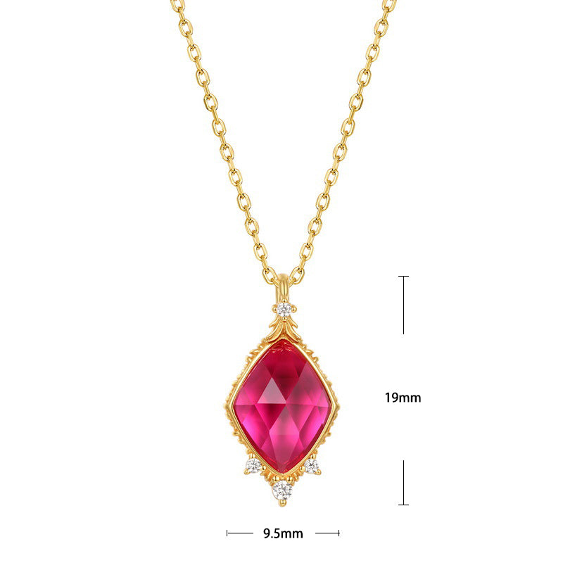 S925 Sterling Silver Jewelry Pendants Red Corundum Gemstone Necklace Charms