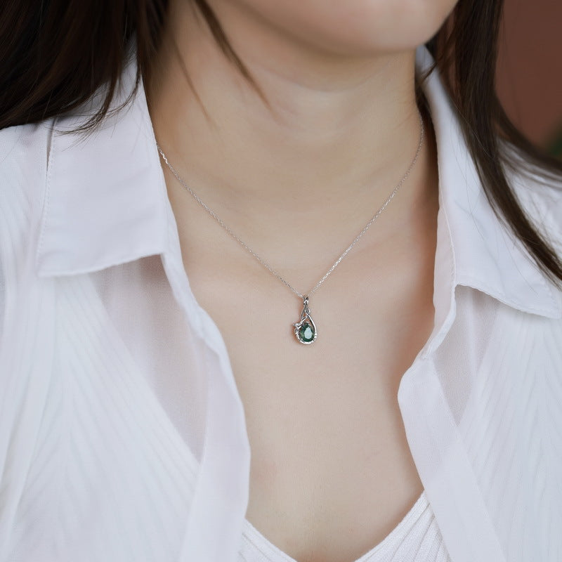 S925 Sterling Silver Jewelry Pendant Natural Moss Agate Gemstone Novel Necklace Charms
