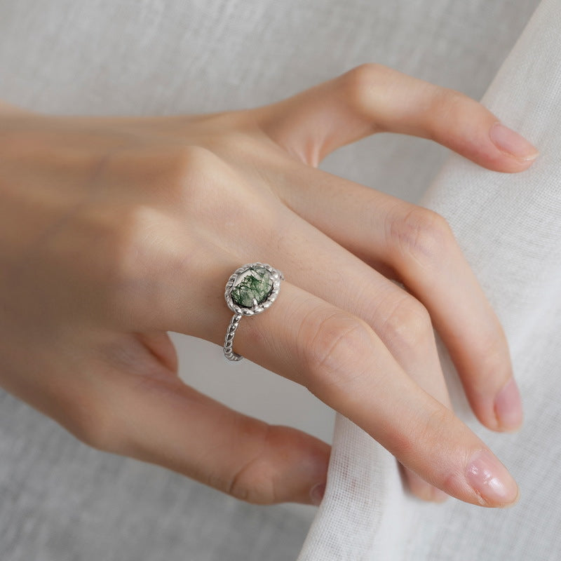 S925 Sterling Silver Jewelry Ring Natural Black Onyx Gemstone Gold Plating Simple Luxury Ring