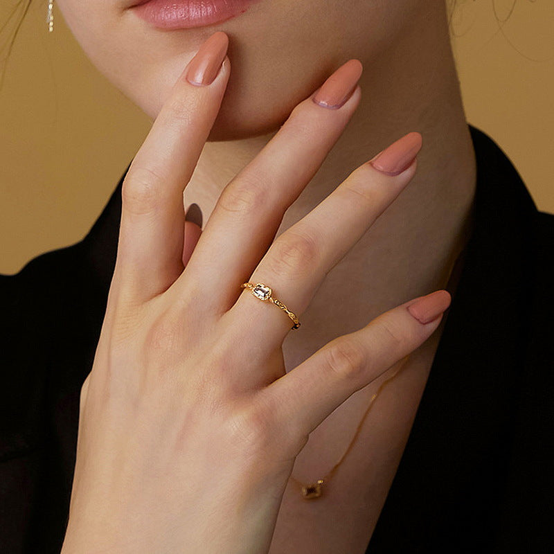 S925 Sterling Silver Jewelry Ring Natural Clear Quartz Gemstone Vintage Luxury Rings