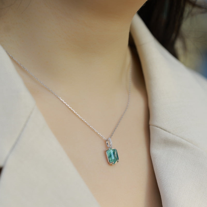 S925 Sterling Silver Jewelry Necklace Natural Black Onyx Gemstone Irregular Style Charms Necklace