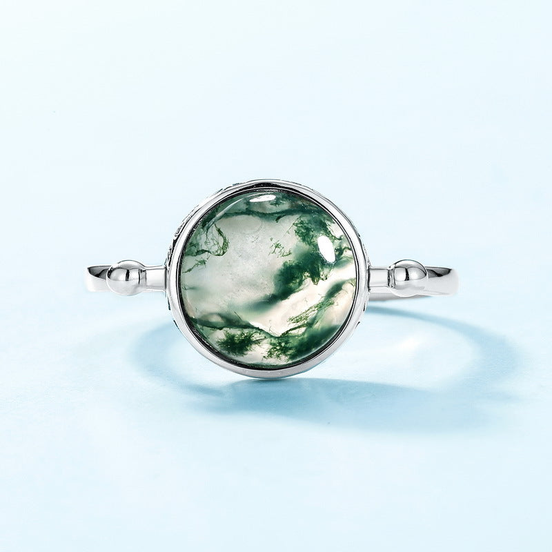 S925 Sterling Silver Jewelry Ring Natural Malachite Gemstone Gold Plating Simple Luxury Rings
